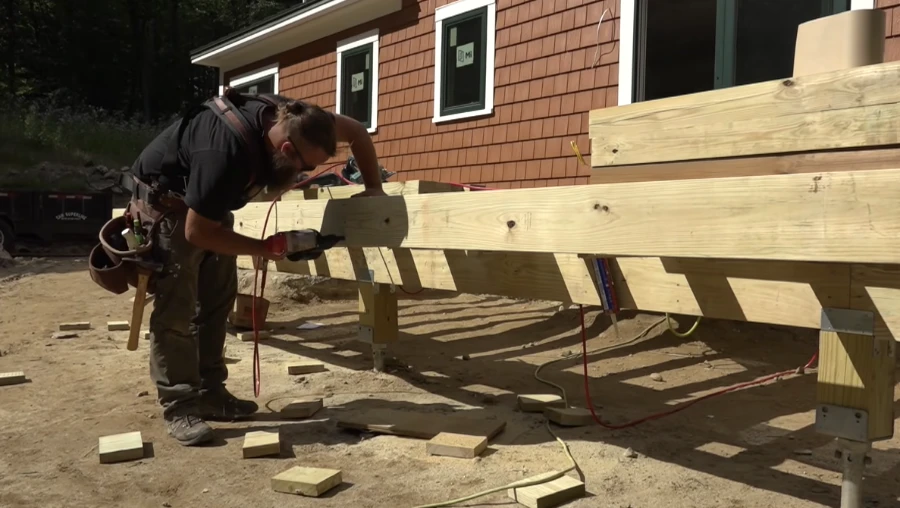 Close-up of composite deck board installation, Knoxville, TN